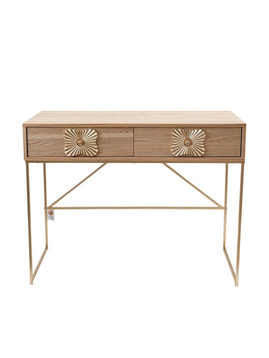 Wooden Console Table Καφέ Χρυσή L100xW39xH77cm