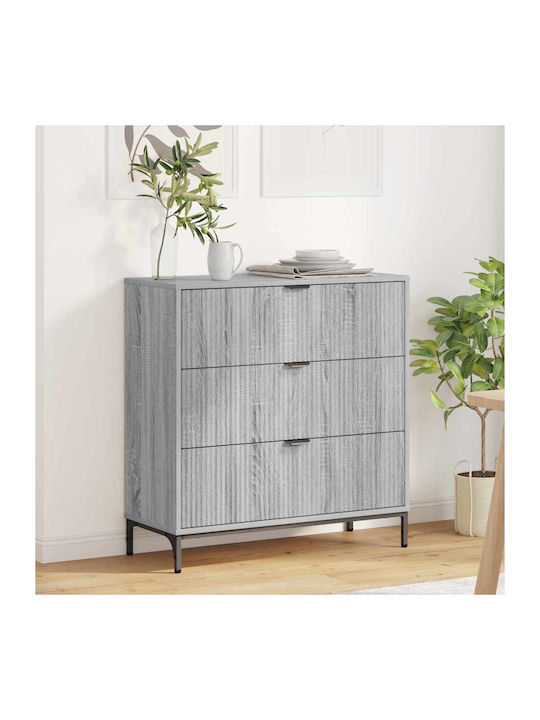 Wooden Chest of Drawers with 3 Drawers Grey Son...