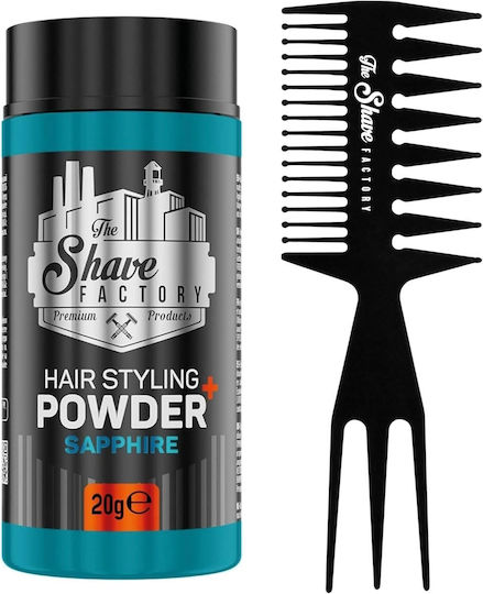 Shave Factory Set Pudră Volumizantă Parfumată Pentru Coafare 20 G Safir + Pieptene Profesional Antistatic din Plastic 034