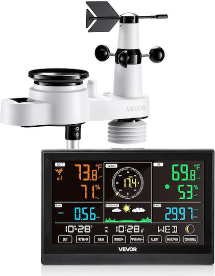 Vevor 5-in-1 Wireless Weather Station Indoor Outdoor Sensor 7.5 In Display