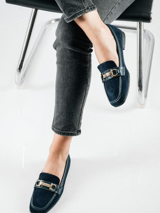The Shoemart Leather Women's Loafers in Navy Bl...