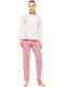 Pink Label Winter Damen-Schlafanzug-Set Baumwollene Petit Rosa
