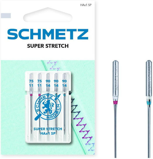 Комбиниран комплект 5 шевни игли за много еластични материали финес 75-90 Schmetz Hax1 Sp Vts
