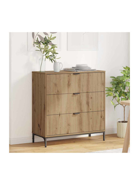 Wooden Chest of Drawers with 3 Drawers Oaks 79.5x33x82cm