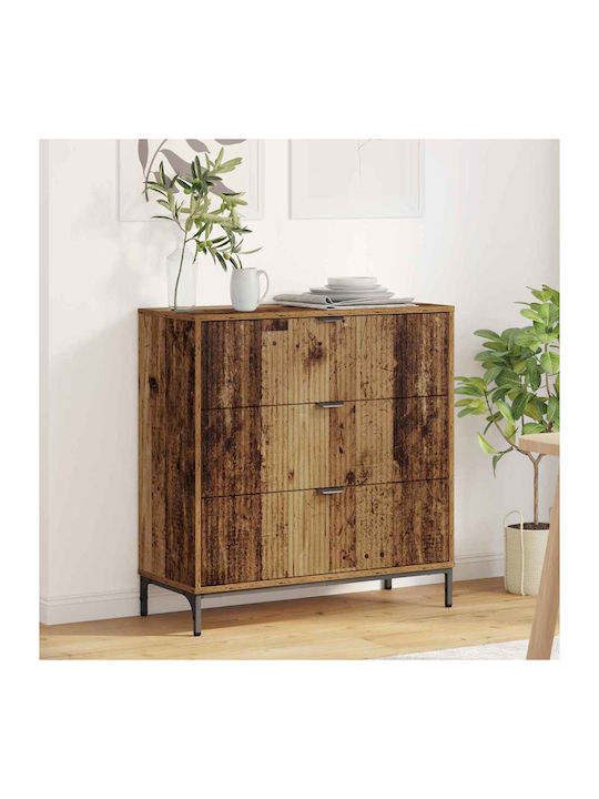 Wooden Chest of Drawers with 3 Drawers Coffee 7...