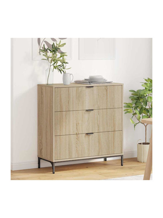 Wooden Chest of Drawers with 3 Drawers Sonoma Oak 79.5x33x82cm