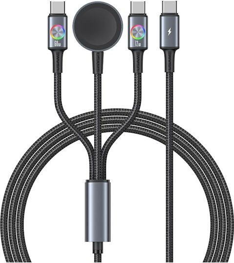 Usams Huan Series SJ754 72W USB-C to USB-C Cable + USB-C + Wireless Charger Watch Tarnish