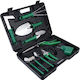 Set 10 Unelte de Grădină Flippy Pentru Plantare Prelucrare Sol Îngrijire Plante Mânere Verzi Material PVC Oțel Inoxidabil Cutie Inclusă 37x28x7 Cm Negre