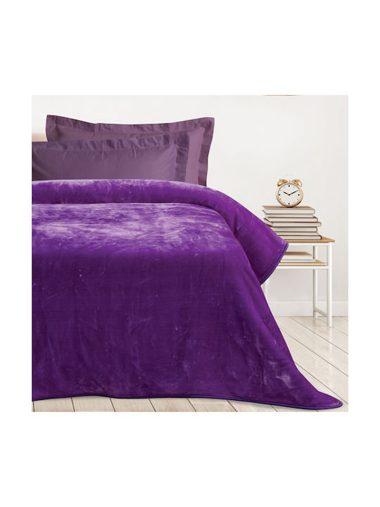 Das Home Κουβέρτα Βελουτέ Purple 160x220εκ.