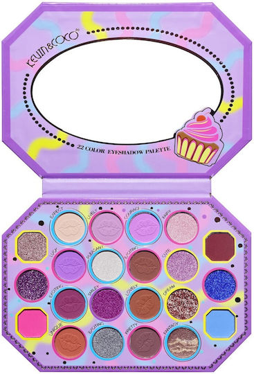 Paletă Machiaj Kevin Coco Violet Ice Cream Fard de Pleoape 22 Culori 19 X 13.7 X 1.3 Cm