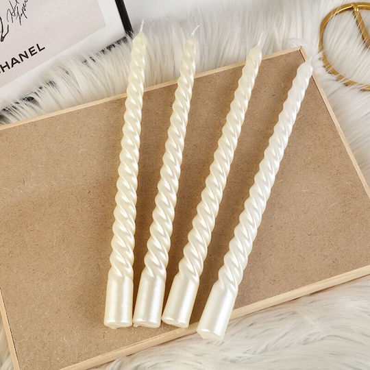 Lumânare Decorativă Conică Albă 205gr 4 Bucăți