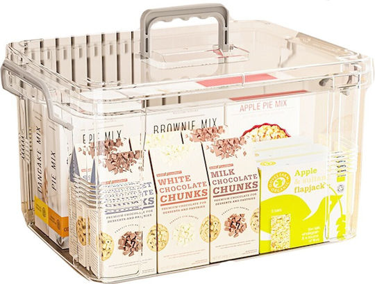 Plastic Storage Box with Wheels and Transparent Lid 31.5x23x19cm