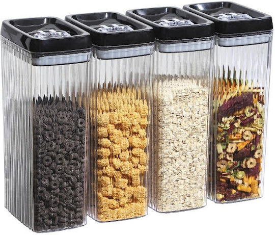Set 4Stück Gläser Getreide mit Deckel Kunststoff Transparent 3300ml Set 4Stück Gläser Getreide mit Deckel Kunststoff Transparent 3300ml