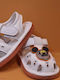 Kindersandalen mit Bügel- und Schleifenverschluss und Lichtern Weiß