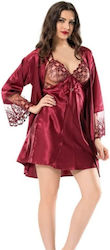 Păpuși Sexy Halat Moongirl Sophie Satin Bordo