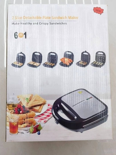 Verk Group Sandwichmaker Grill mit Abnehmbaren Platten 750W Gray