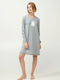 Vamp Winter Damen Nachthemd Gray Melange