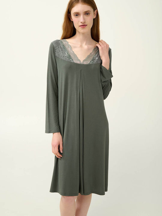 Vamp Winter Damen Nachthemd Green Sage
