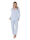 Siyah Inci De iarnă Set Pijamale pentru Femei Light Blue