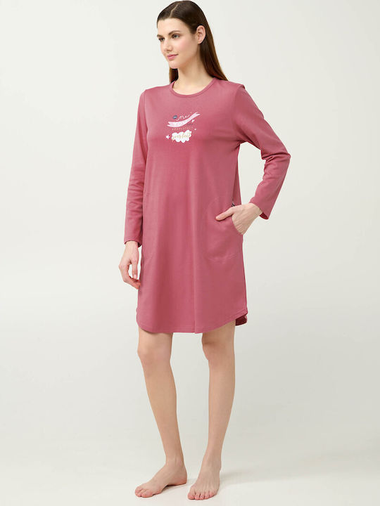 Vamp Winter Damen Nachthemd Pink Wood
