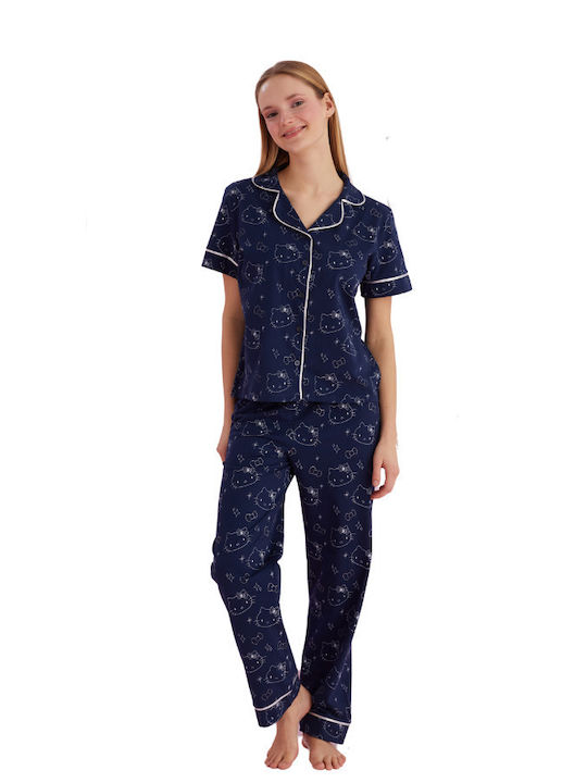 Hello Kitty Set Pijamale pentru Femei Dark Blue