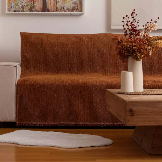 Borea Velvet Ριχτάρι Διθέσιου Καναπέ Βελουτέ 180x250εκ. Κάμελ