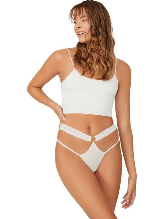 CottonHill Damen Zeichenfolge mit Spitze Ecru