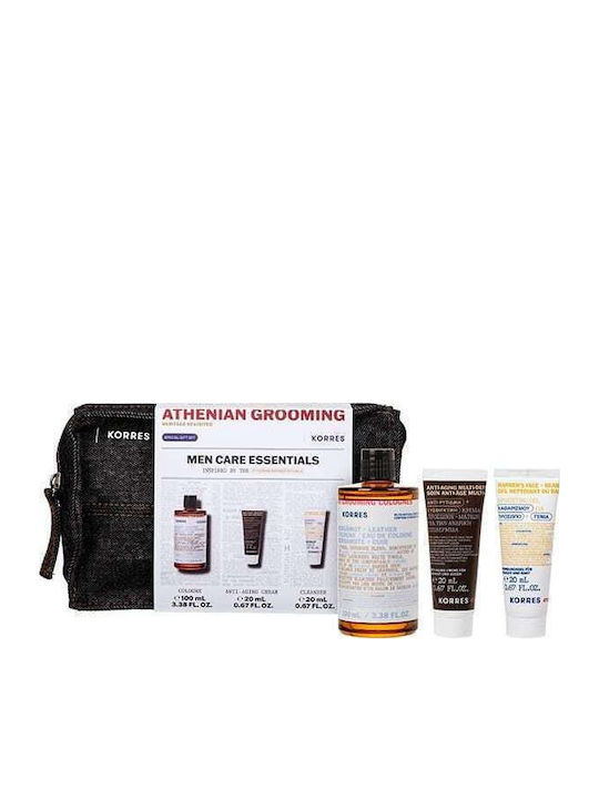 Korres Athenian Grooming Men Care Essentials Skin Care Set for Facial Cleaning 4pcs