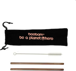 Boobam Μεταλλικά Καλαμάκια Wide Titanium Black 2 Τεμάχια Boobam Μεταλλικά Καλαμάκια Wide Titanium Black 2 Τεμάχια
