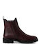 Leather Women's Ankle Boots Burgundy