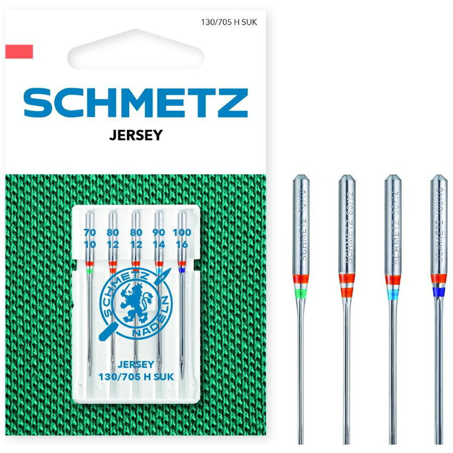Aiguilles Machine à Coudre SCHMETZ Jersey - Lot De 5 - Tailles 70/10 à 100/16 - Pour Tricots Et Lycra