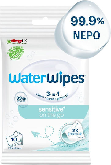 WaterWipes Υποαλλεργικά Μωρομάντηλα με 99.9% Νερό, χωρίς Άρωμα, Οινόπνευμα & Parabens 10τμχ