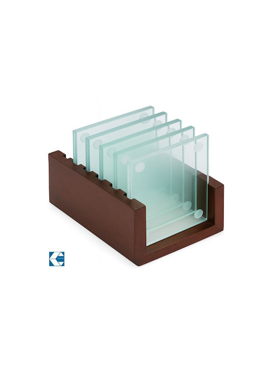 Galifas Coaster Glass with Stand 9x9cm 6pcs