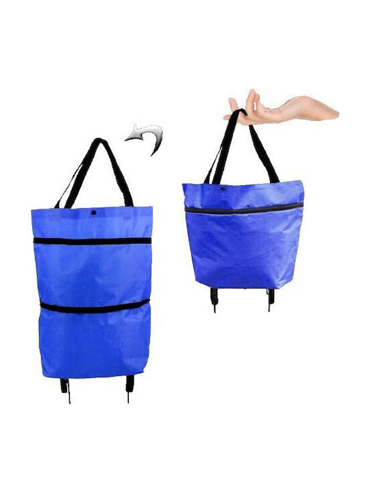 Foldable Bag Flippy 2 In 1 Trolley Wheels Shopping 19 L Blue Plastic 39 X 46 X 12 Cm