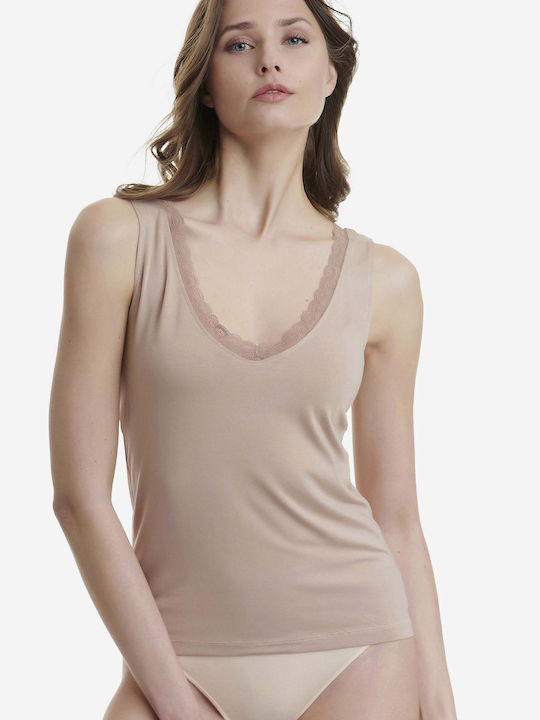 Walk Women's T-Shirt with Spaghetti Strap Μπεζ ...