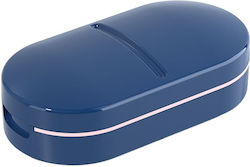 Medizinorganisator Flippy Pillenorganisator Schneide- und Zerkleinerungsgerät Ideal für Reisen Tragbar Reinigungsbürste Stauraum 8,5x4,5x2,5 cm Blau