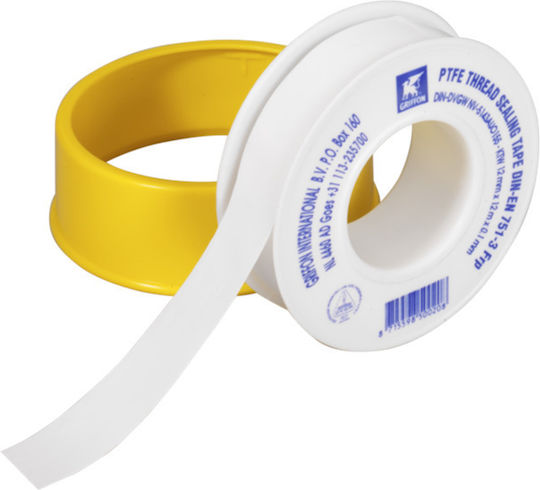 Ταινία Τεφλόν Γκάζι Ptfe Tape Din-en 12mmx0.1mm Rolle 12m Griffon Bison-uhu-griffon 1 Τμχ