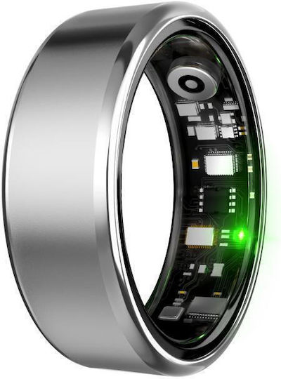 R100 Smart Ring 19mm με Παλμογράφο Ασημί