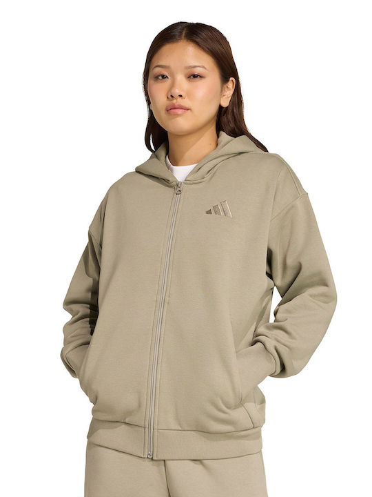 All Szn Women's Sweatshirt Jacket Hooded Khaki