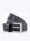 Wide Men's Belt Leather Knitted Black