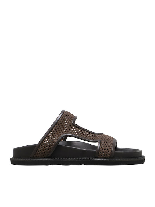 Kalogirou Leather Women's Flat Sandals in Brown...