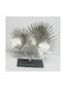 Tabletop Decor Metallic Silver Leaves Wooden Base 38x8x38cm