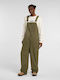 Canvas Men's Denim Dungarees with Loose Straight Fit Military Green