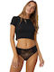 Hochtailliert Damen Zeichenfolge mit Spitze Black