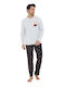 Siyah Inci Men's Winter Pajamas Set Gray