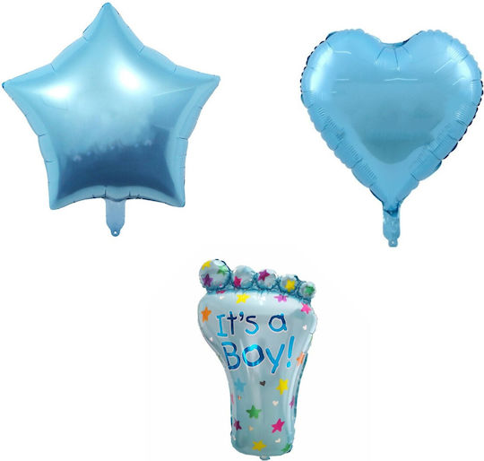 Set of 3 Balloons Foil Blue Jumbo Hearts 79cm