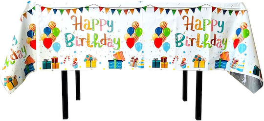 Tablecloth Flippy Foil Happy Birthday Balloon Print 137 X 183 Cm White