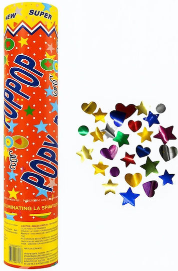 Tun Confetti Flippy Party Popper 40 Cm Stea Inimă Design Strălucitor cu Paiete Diametru 3 Cm Multicolor