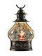 Crăciun Sticlos Lampion Negru Baterie 14.5x9cm.