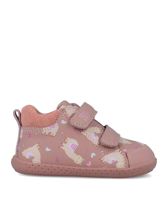 Anatomisch Lederne Kinderstiefeletten mit Klettverschluss Rosa
